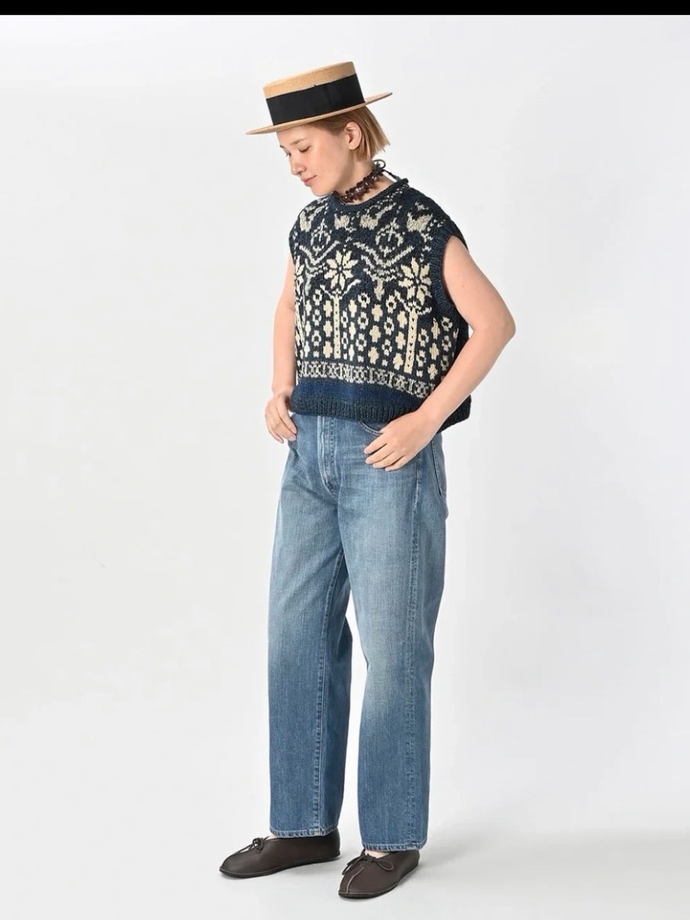 45R Hand-Knit Fair Isle Knit Vest – Brand New with Tags